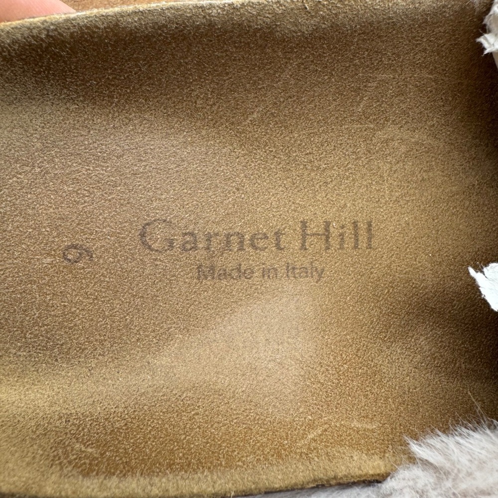 Garnet Hill Womens Faux Fur Crisscross Slide Sandals Taupe Made in Italy Size 9 - Picture 6 of 6